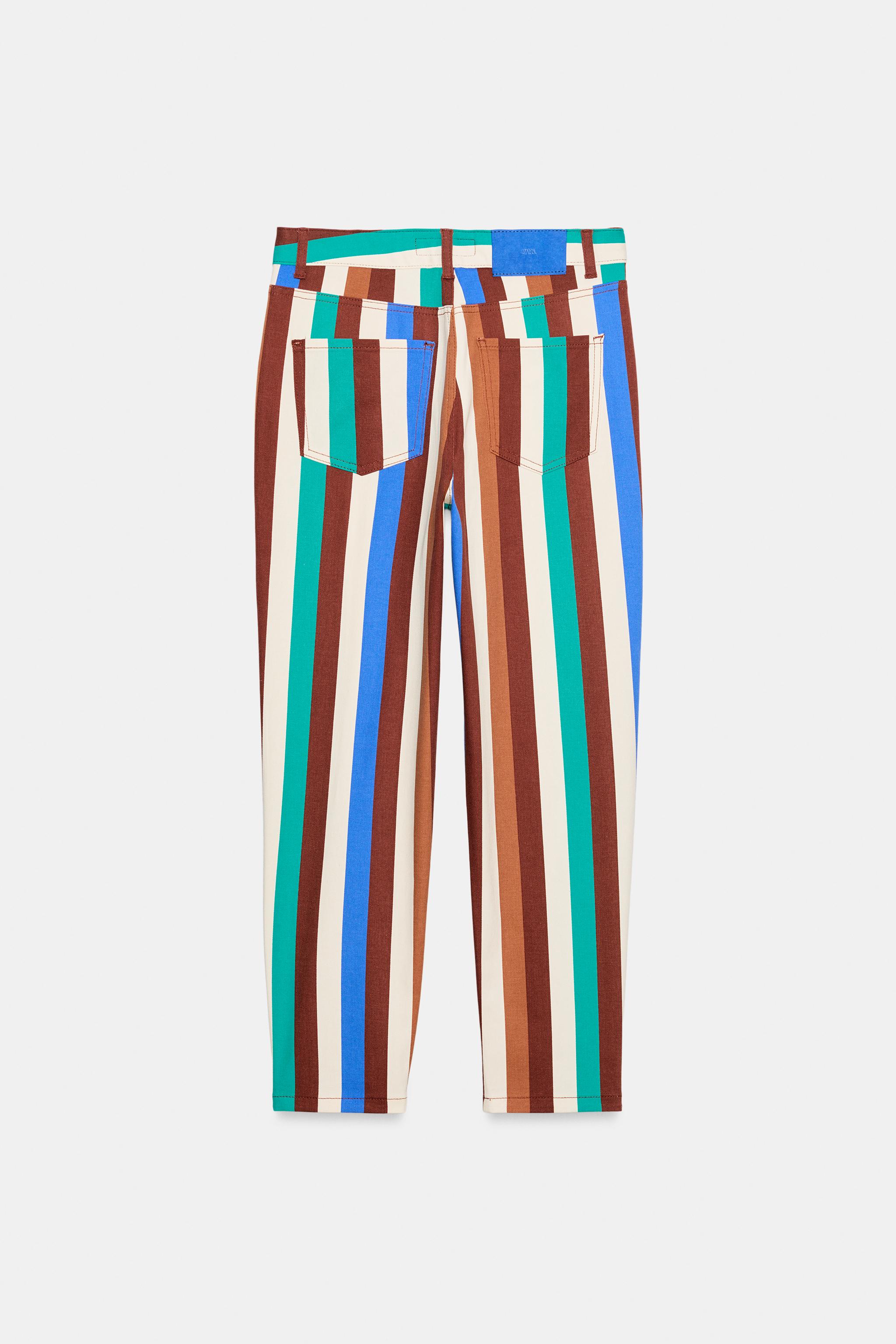 STRIPED MOM FIT TROUSERS